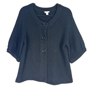 VTG Chicos Mod Knit Sweater Retro 60s Puff Short Sleeve Chunky Wool Size 2 Large